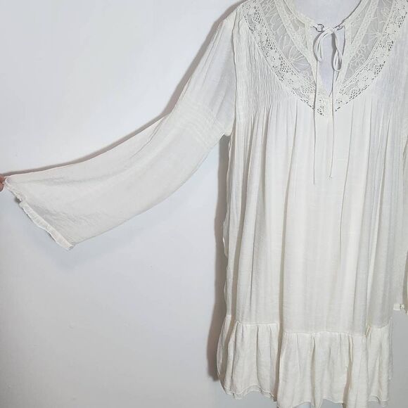 J. Gee Cream Boho Mini Dress NWT Size Large Ivory Lace Shift Style Boho Dress - Picture 5 of 14